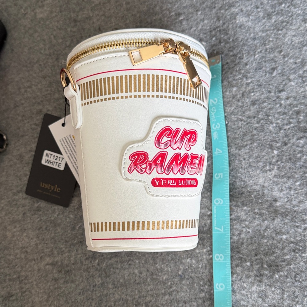 Cup Ramen Themed White and Gold Bag